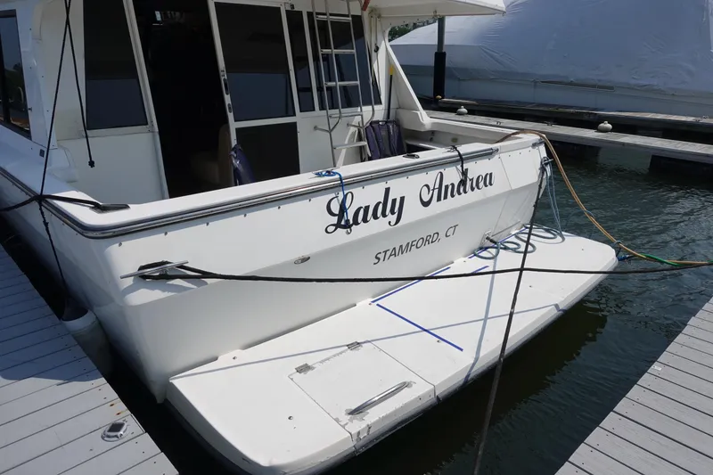 Slide: The Image of Bayliner 4788 Pilot House Motoryacht 2000 docked, named "Lady Andrea," Stamford, CT. - 3