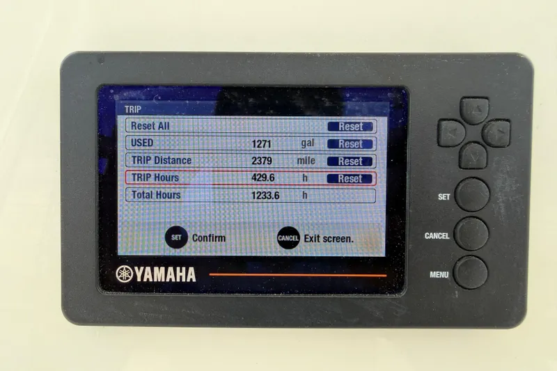 Slide: The Image of Yamaha display showing trip data for 2020 Cobia 237 Center Console boat. - 20