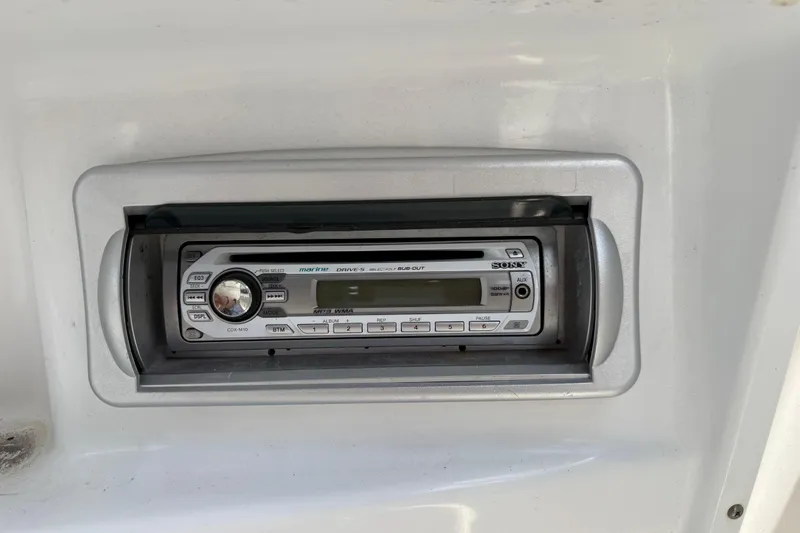 Slide: The Image of Sony marine stereo system on 2012 Hurricane SunDeck Sport 188 OB boat. - 11