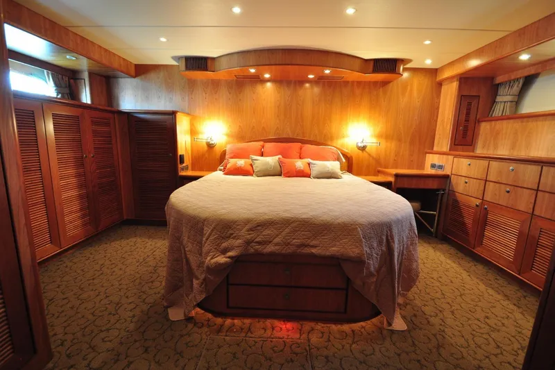 Slide: The Image of Luxurious yacht bedroom with wood paneling, cozy lighting, and plush bedding, Symbol 56, 2003. - 20
