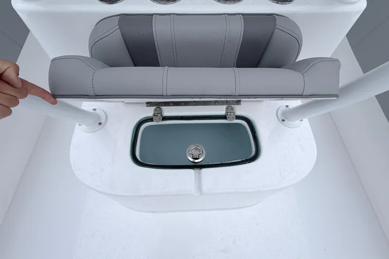 Slide: The Image of 2026 Cape Horn 28XS boat seat with integrated storage compartment. - 7