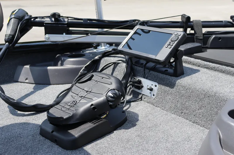 Slide: The Image of 2026 Tracker Pro Team 175 Crappie Edition boat with advanced navigation system. - 14