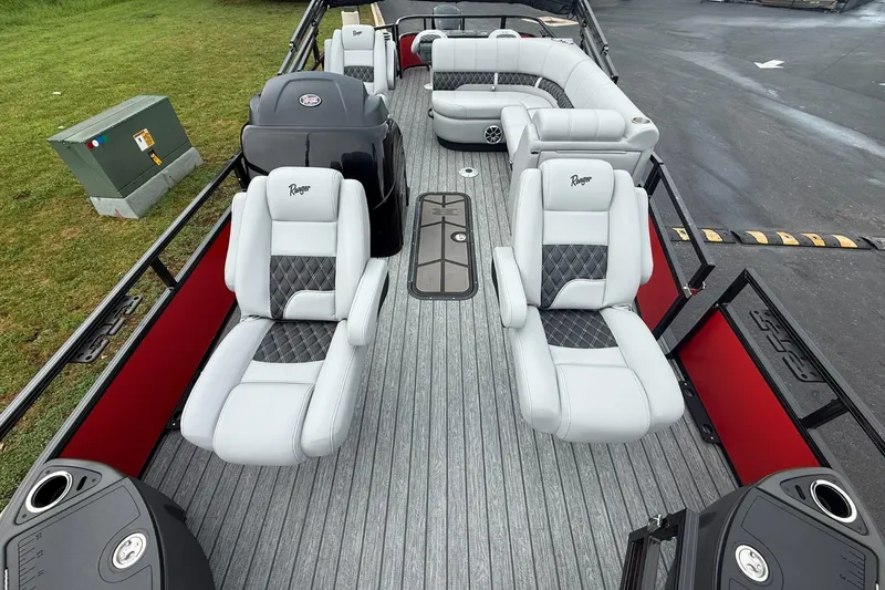 Slide: The Image of 2026 Ranger 223F boat interior with luxurious seating and modern design. - 5