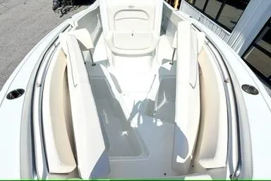 Slide: The Image of 2024 Sea Hunt Ultra 239 SE boat interior with spacious seating and sleek design. - 8