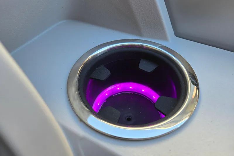Slide: The Image of Illuminated cup holder in 2024 Godfrey Sweetwater 2486 SB boat. - 43