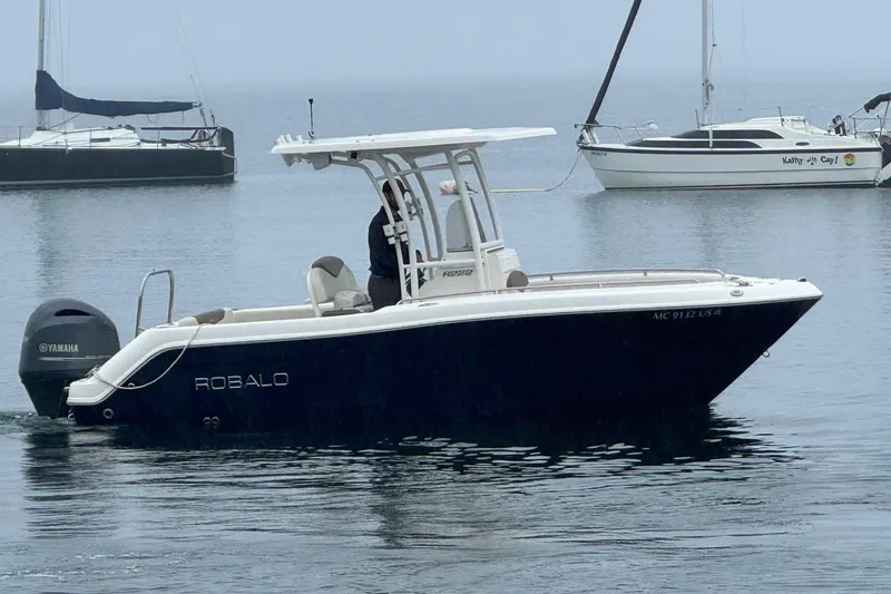 The Image of 2017 Robalo R222 Center Console boat on calm water with Yamaha engine. - 0