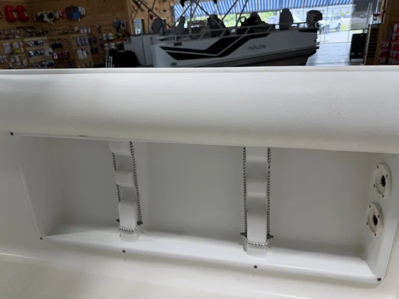 Slide: The Image of Close-up of a boat interior with white upholstery and fittings. - 23