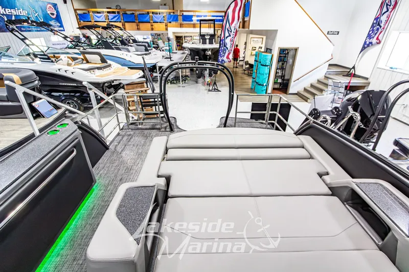 Slide: The Image of 2026 Godfrey Sanpan 2700 MTF pontoon boat interior at Lakeside Marina showroom. - 55