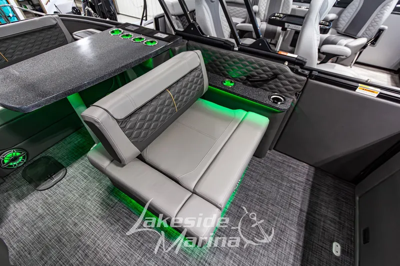 Slide: The Image of Luxurious interior of 2026 Godfrey Sanpan 2700 MTF pontoon boat with modern seating. - 28