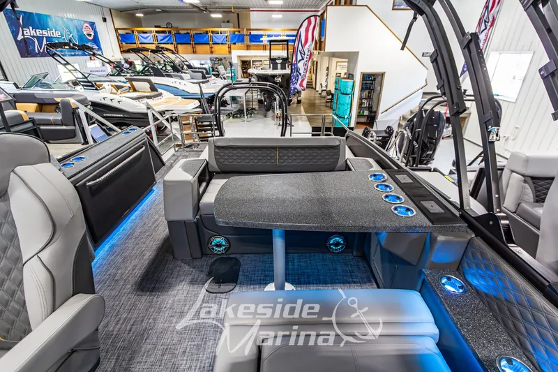 Slide: The Image of Luxurious interior of 2026 Godfrey Sanpan 2700 MTF pontoon boat at Lakeside Marina. - 42