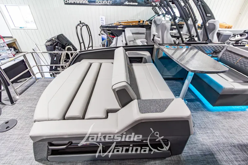 Slide: The Image of Luxurious interior of 2026 Godfrey Sanpan 2700 MTF pontoon boat at Lakeside Marina. - 47