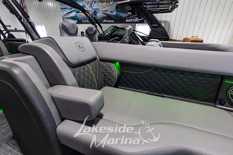 Slide: The Image of Luxurious interior of 2026 Godfrey Sanpan 2700 MTF pontoon boat at Lakeside Marina. - 19