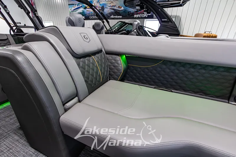 Slide: The Image of Luxurious seating on 2026 Godfrey Sanpan 2700 MTF pontoon boat at Lakeside Marina. - 18