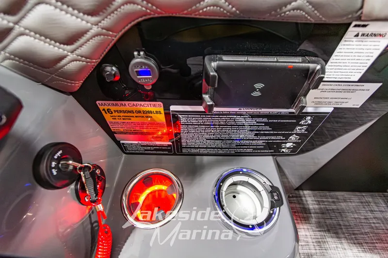 Slide: The Image of Control panel of 2026 Godfrey Sanpan 2700 MTF with capacity warning and illuminated cup holders. - 41