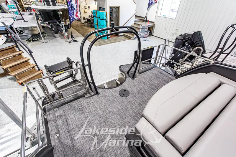 Slide: The Image of 2026 Godfrey Sanpan 2700 MTF pontoon boat interior at Lakeside Marina showroom. - 56