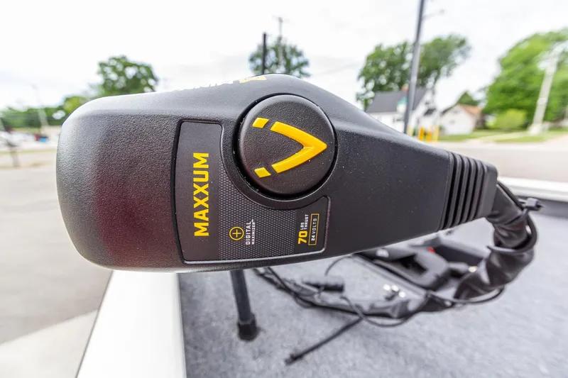 Slide: The Image of Close-up of Maxxum trolling motor on 2023 Tracker Pro Team 190 TX boat. - 11