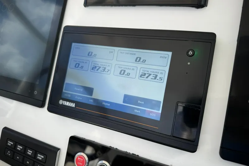 Slide: The Image of Yamaha display on 2022 Edgewater 340CC boat showing trip and engine data. - 30