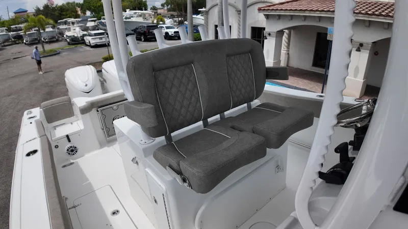 Slide: The Image of The image shows the seating area of a 2026 Sea Hunt Gamefish 30 Forward Seating boat. - 23
