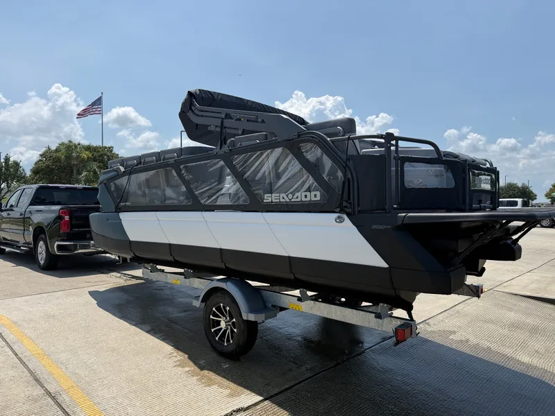Slide: The Image of 2026 Sea-Doo Switch Cruise 21 on a trailer, ready for transport. - 3