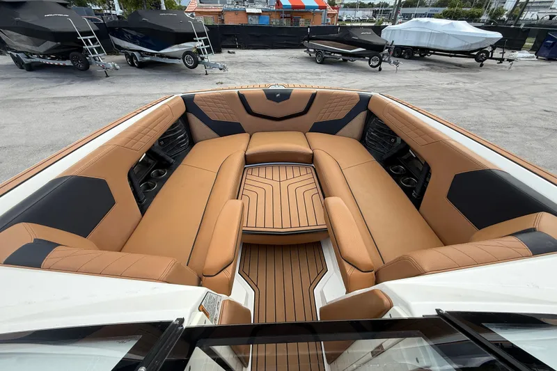 Slide: The Image of Luxurious interior of 2021 Nautique Super Air Nautique G25 Coastal Edition boat. - 2
