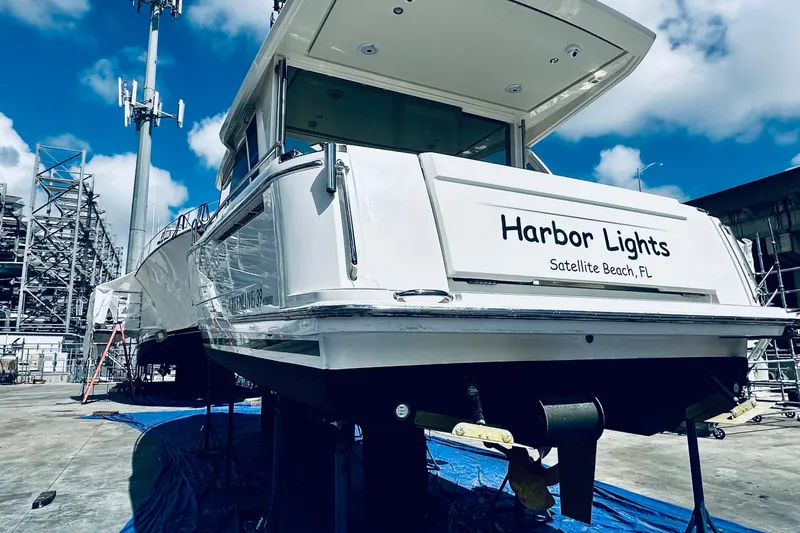 Slide: The Image of 2021 Greenline 39 Hybrid yacht "Harbor Lights" in dry dock, Satellite Beach, FL. - 34