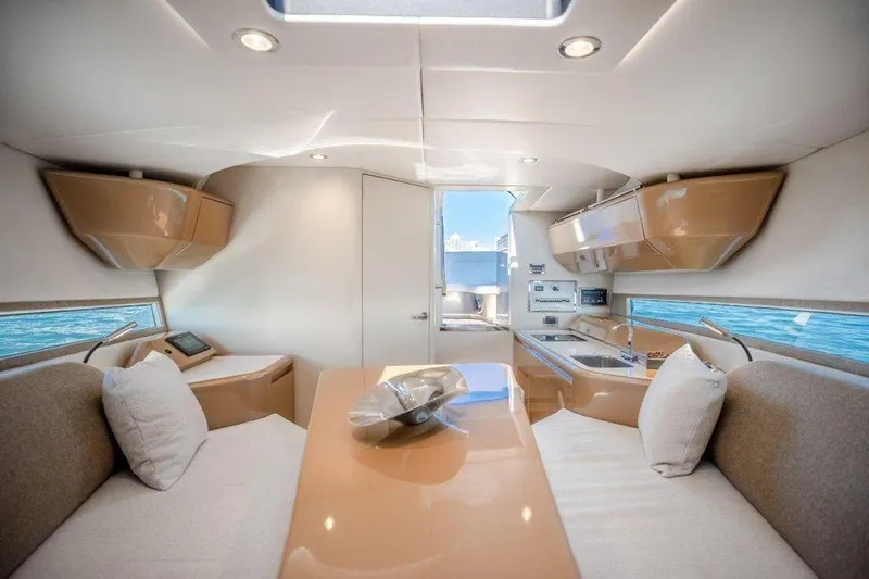 Slide: The Image of Luxurious interior of 2018 Canard Yachts eMotion HYBRID with modern design and comfortable seating. - 23