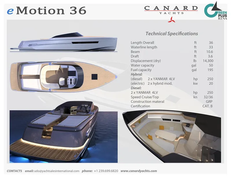 Slide: The Image of 2018 Canard Yachts eMotion HYBRID, luxury yacht with sleek design and advanced hybrid technology. - 34