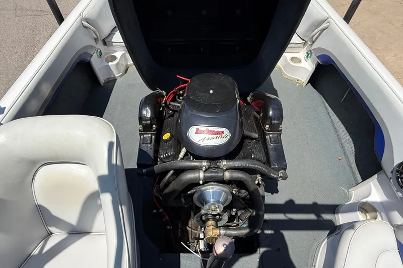 Slide: The Image of 2001 Moomba Outback boat engine compartment with Indmar Assault engine. - 9