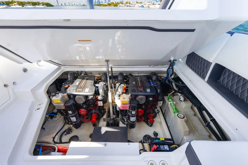 Slide: The Image of Engine compartment of a 2017 Monterey 378SE Super Express with dual engines. - 29