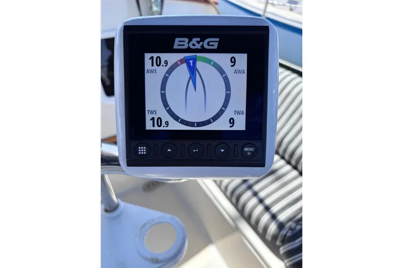 Slide: The Image of B&G marine display showing wind data on a 1978 Swift 33 sailboat. - 25