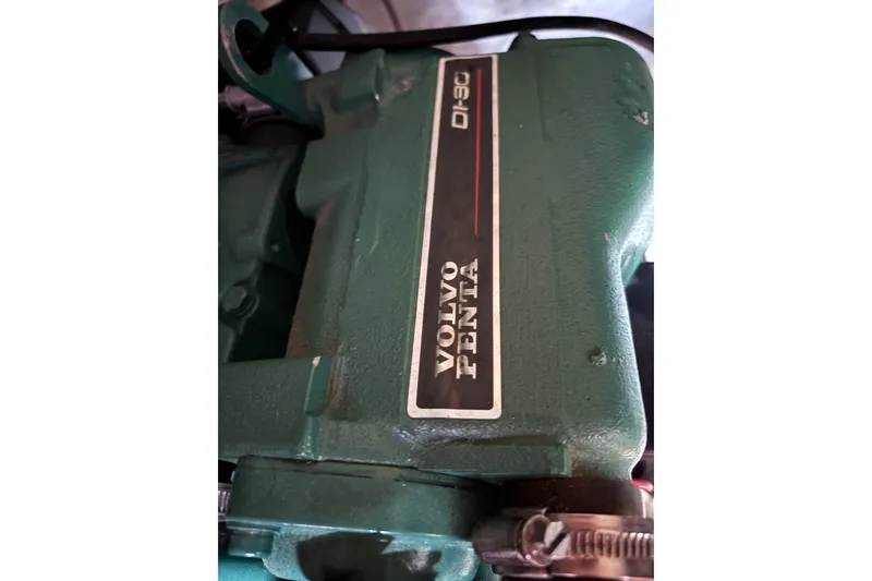 Slide: The Image of Green Volvo Penta engine part, model D1-30, in a 1978 Swift 33. - 44