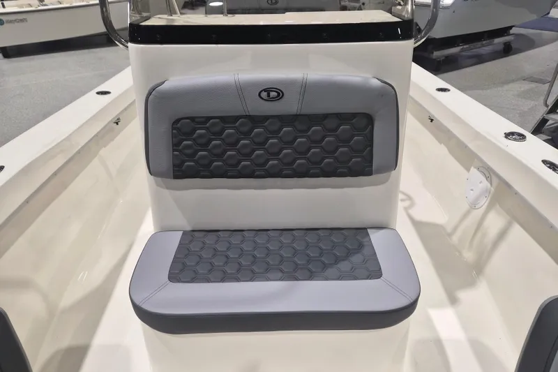 Slide: The Image of 2026 Defiance 205 Catalina boat seating with hexagonal pattern upholstery. - 13