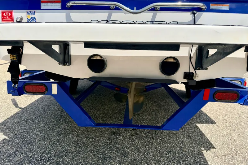 Slide: The Image of Rear view of a 2008 Moomba Outback V boat on a trailer. - 16
