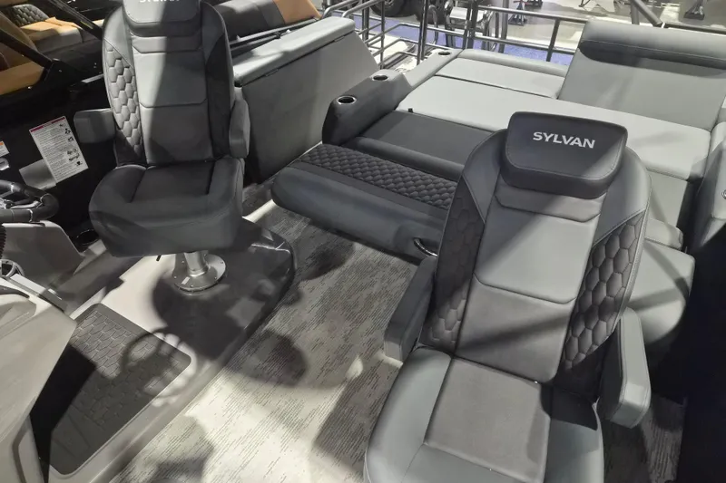 Slide: The Image of Luxurious interior of 2026 Sylvan L3 ULZ boat with plush seating and modern design. - 10
