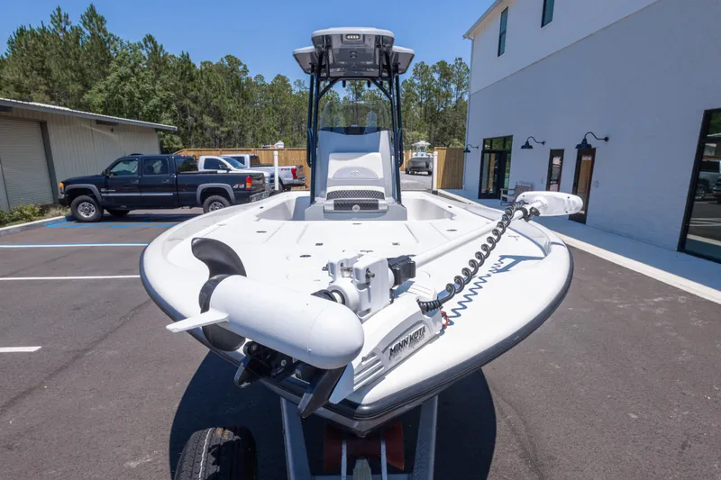 Slide: The Image of 2020 Turner Boatworks 2500 VS with Minn Kota trolling motor in parking lot. - 8