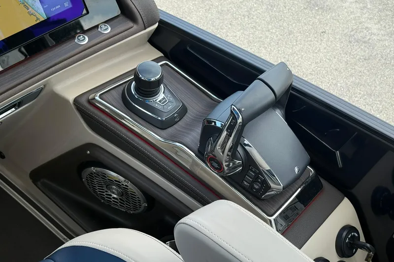 Slide: The Image of Control panel of 2026 Bennington 27 QSBAT2 boat with joystick and throttle. - 13