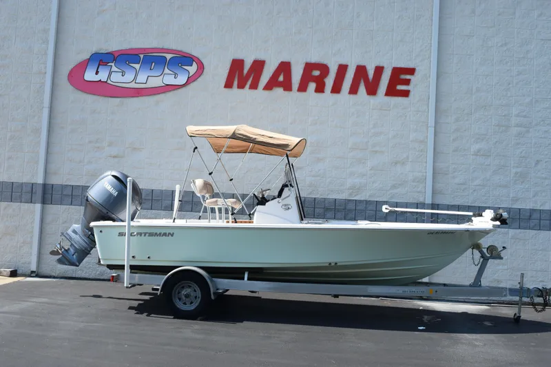 The Image of 2019 Sportsman Masters 207 Bay Boat on trailer at GSPS Marine dealership. - 1