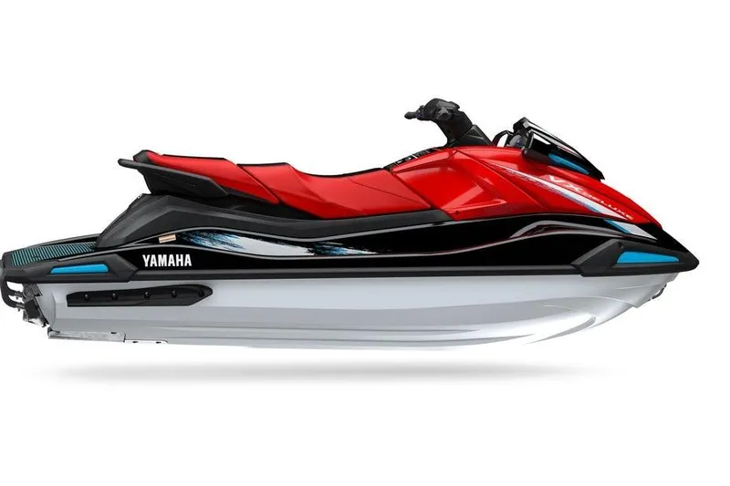 The Image of A red Yamaha WaveRunner VX Deluxe jet ski with sleek design and sporty accents. - 0