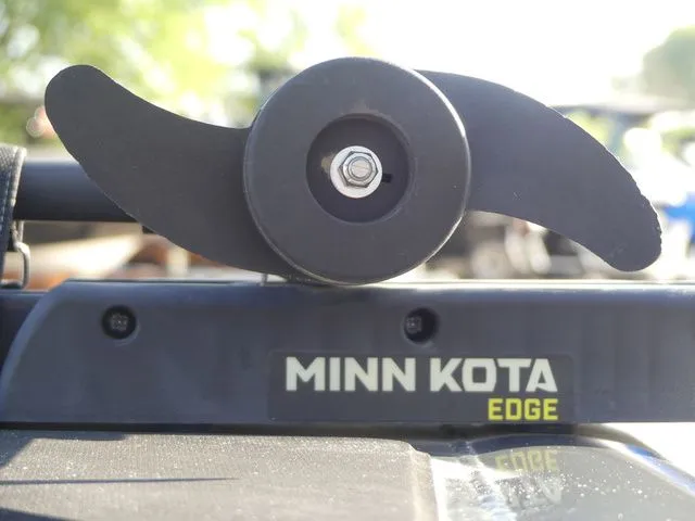 Slide: The Image of Close-up of a Minn Kota Edge trolling motor on a Tracker Pro Team 175 TF boat. - 11