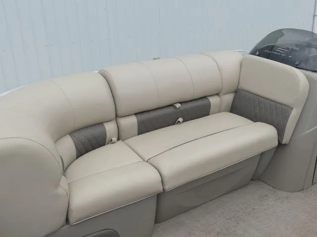 Slide: The Image of Beige seating on a boat with gray accents. - 21