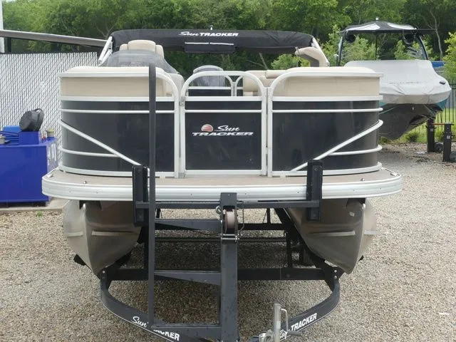 Slide: The Image of 2020 Sun Tracker Party Barge 22 DLX on a trailer. - 3