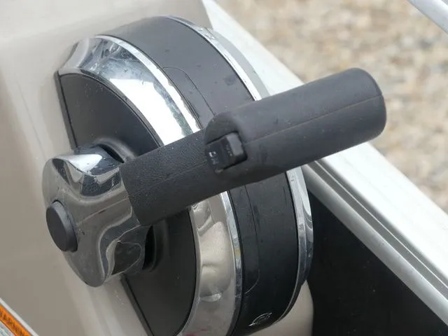 Slide: The Image of Close-up of a throttle lever on a boat. - 42