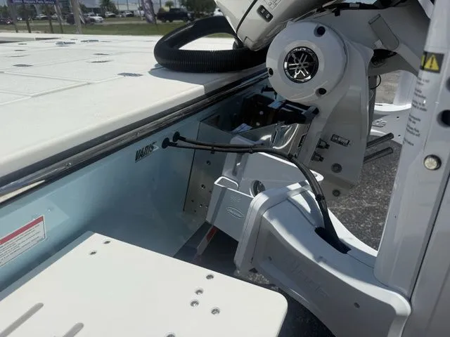 Slide: The Image of Close-up of the helm area on a Hewes Redfisher 21 boat. - 7