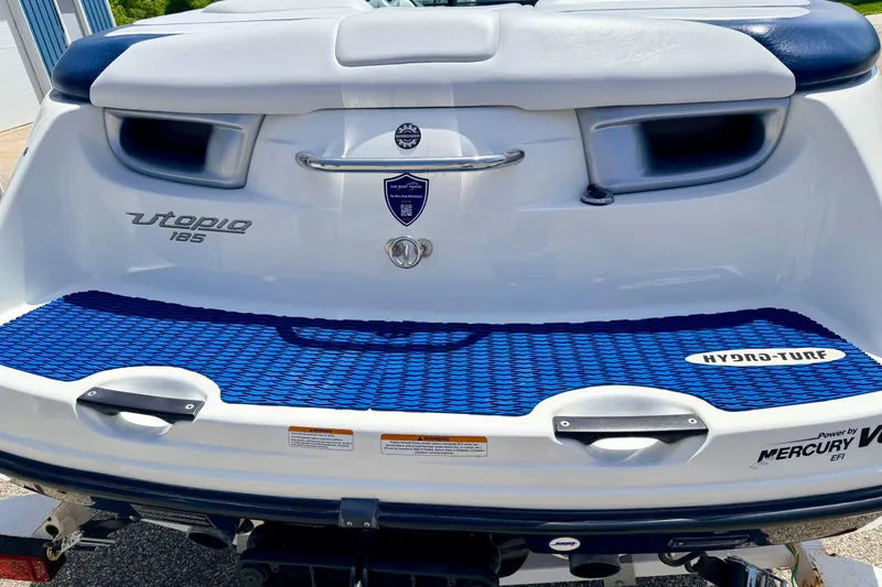 Slide: The Image of 2004 Bombardier SEADOO Utopia 185 boat rear view with Hydro-Turf mat. - 12