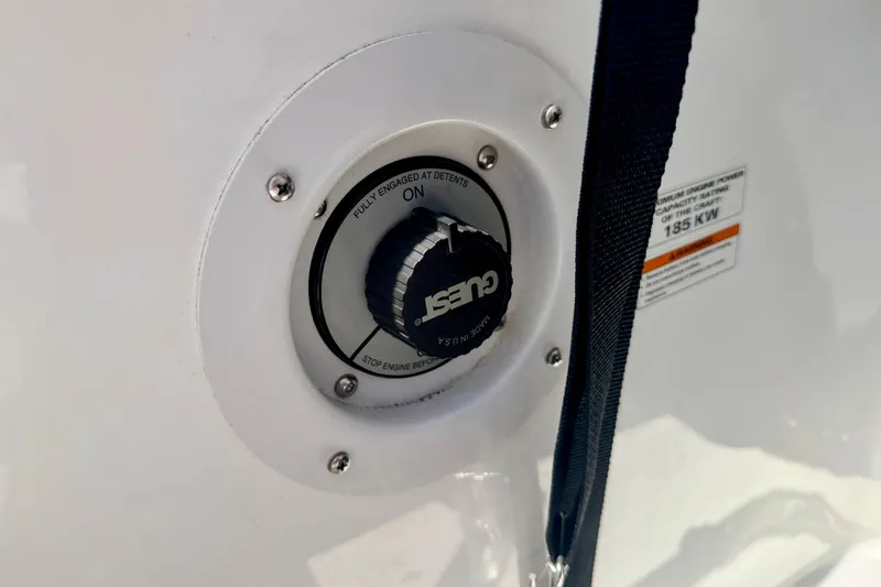 Slide: The Image of Close-up of a 2004 Bombardier SEADOO Utopia 185 fuel cap with safety strap. - 44