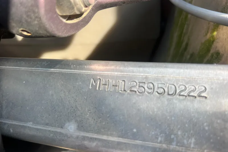 Slide: The Image of Close-up of Viaggio Lago V-U 22 serial number engraved on metal, 2022 model. - 46