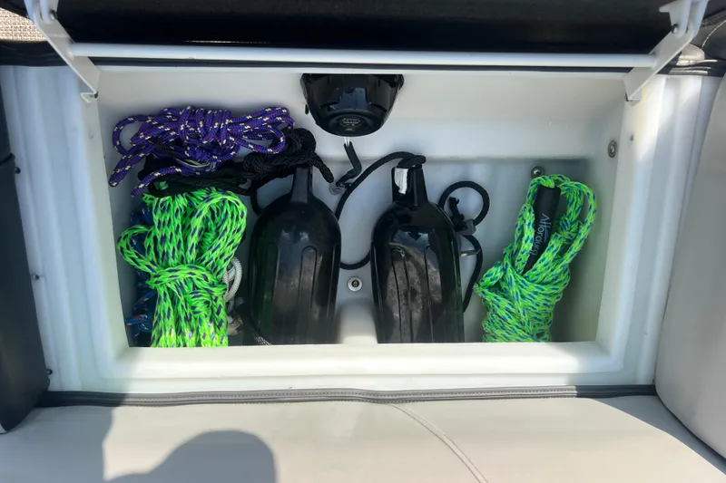 Slide: The Image of Storage compartment in 2022 Viaggio Lago V-U 22 boat with ropes and fenders. - 37