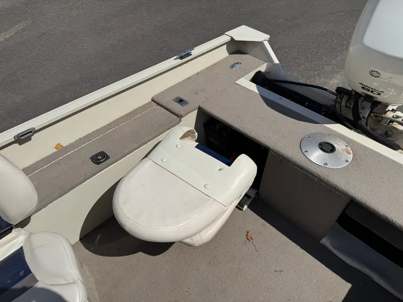 Slide: The Image of The image shows the stern of a boat with an outboard motor and a seat. - 17