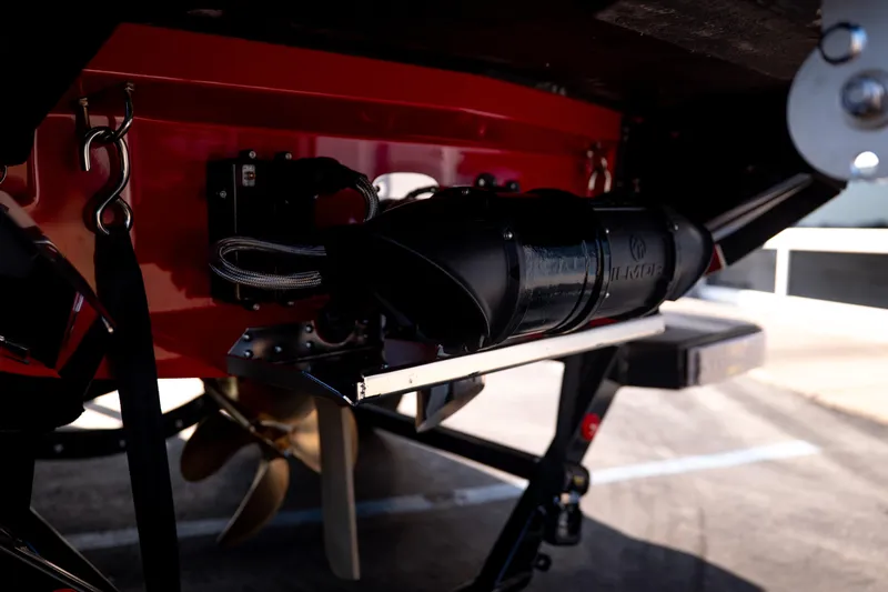 Slide: The Image of 2027 MasterCraft XT24 boat underside with propeller and mechanical components. - 9