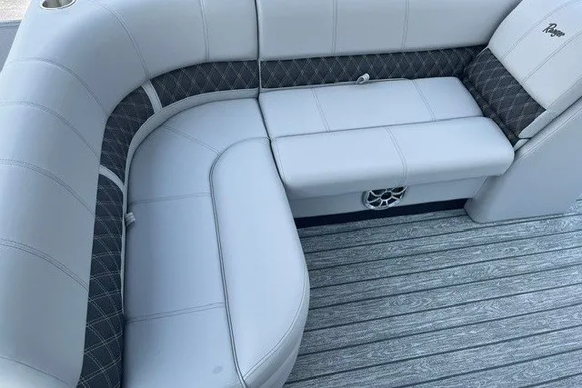 Slide: The Image of Luxurious seating on 2026 Ranger 220FC boat with elegant upholstery and modern design. - 5